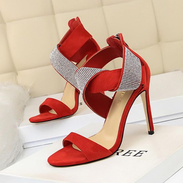 european and american style banquet sandals fine heel high-heeled suede cross rhinestone open-toe belt women's shoes high heels, Black
european and american style banquet sandals fine heel high-heeled suede cross rhinestone open-toe belt women's shoes high heels, Black