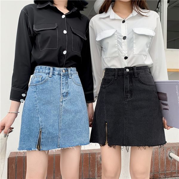 summer korean style large size fat mm high waist female students denim skirt denim skirt irregular split hip wrap, Blue
summer korean style large size fat mm high waist female students denim skirt denim skirt irregular split hip wrap, Blue