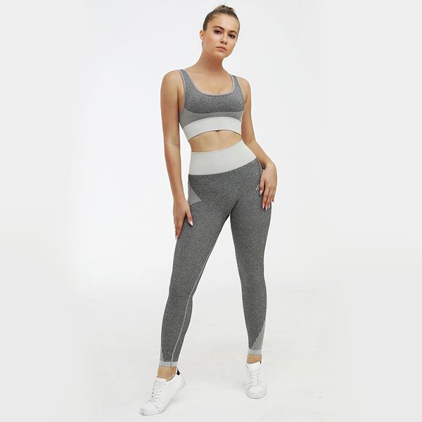 two pieces set push up fitness sleeveless women knitted seamless yoga set shirts high waist running leggings workout pants, White;red
two pieces set push up fitness sleeveless women knitted seamless yoga set shirts high waist running leggings workout pants, White;red