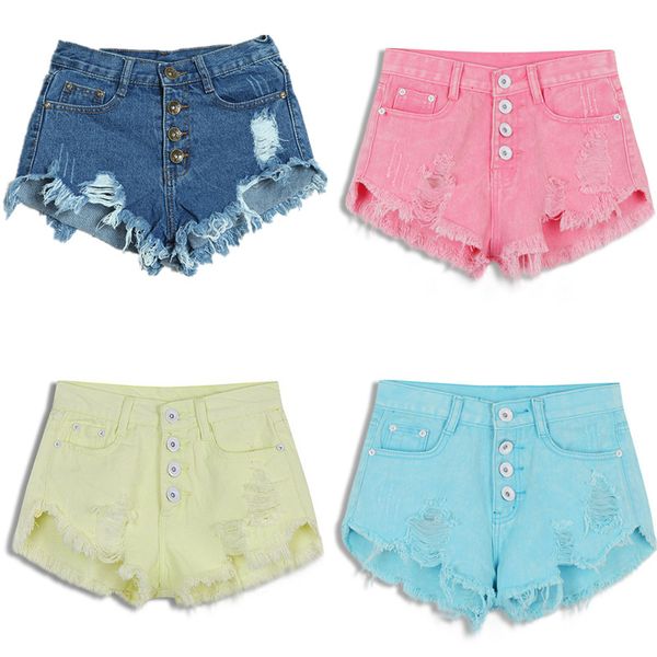 women candy color hole denim shorts high waist plus size xl solid casual jeans shorts vintage cotton blue black short pants, White;black
women candy color hole denim shorts high waist plus size xl solid casual jeans shorts vintage cotton blue black short pants, White;black