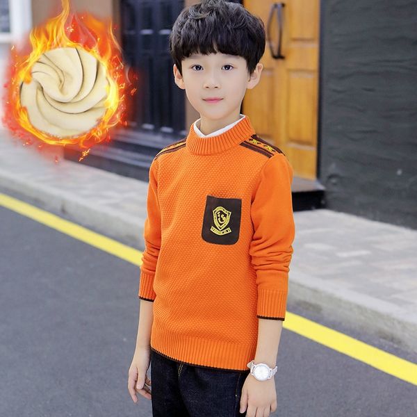 2019 new boy plus velvet thickened knitted sweater clothing base large warm clothing children's children's round collar warm, Blue
2019 new boy plus velvet thickened knitted sweater clothing base large warm clothing children's children's round collar warm, Blue
