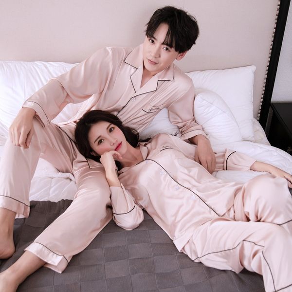 nrkzn couple pajamas autumn home clothes set summer imitation silk women's casual solid color korean men's thin long sleeve silk h, Blue;red
nrkzn couple pajamas autumn home clothes set summer imitation silk women's casual solid color korean men's thin long sleeve silk h, Blue;red