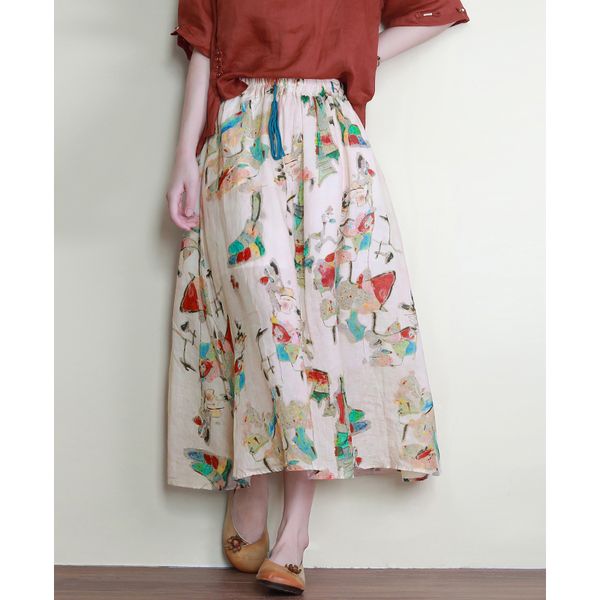 preppy colorful block print large hem women pure ramie skirt, summer fashion unique lotus pattern lady with inside lining skirts, Black
preppy colorful block print large hem women pure ramie skirt, summer fashion unique lotus pattern lady with inside lining skirts, Black