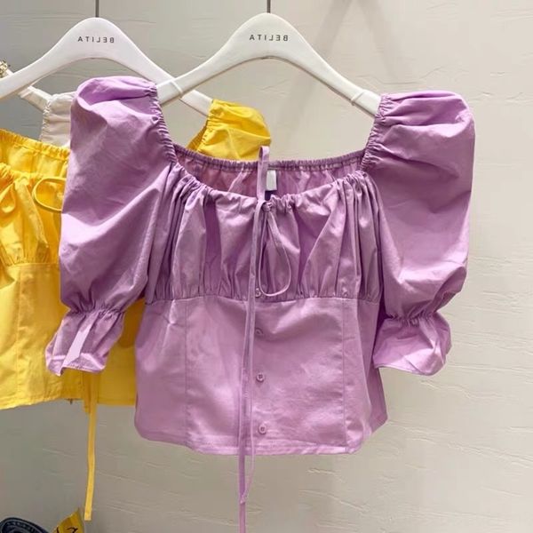 korean dongdaemun women's wear 2020 summer new bubble sleeve korean sweet purple shirt short shirt top, White
korean dongdaemun women's wear 2020 summer new bubble sleeve korean sweet purple shirt short shirt top, White