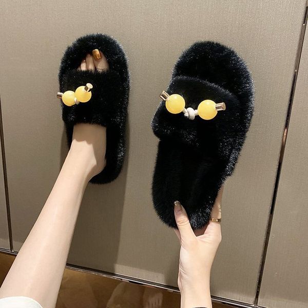 fxfurs fashion hair slippers 2020 winter new korean version of metal slippers women wearing casual flat, Black
fxfurs fashion hair slippers 2020 winter new korean version of metal slippers women wearing casual flat, Black