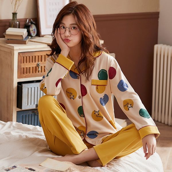 han zhiyun women's long-sleeved cotton autumn korean style outdoor pajamas pajamas two-piece suit loose winter thin home wear, Blue;red
han zhiyun women's long-sleeved cotton autumn korean style outdoor pajamas pajamas two-piece suit loose winter thin home wear, Blue;red