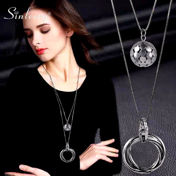 sinleery multilayer circle double chains pendant necklace black gun color metal ball long neckalce for women jewelry my457 ssc, Silver
sinleery multilayer circle double chains pendant necklace black gun color metal ball long neckalce for women jewelry my457 ssc, Silver
