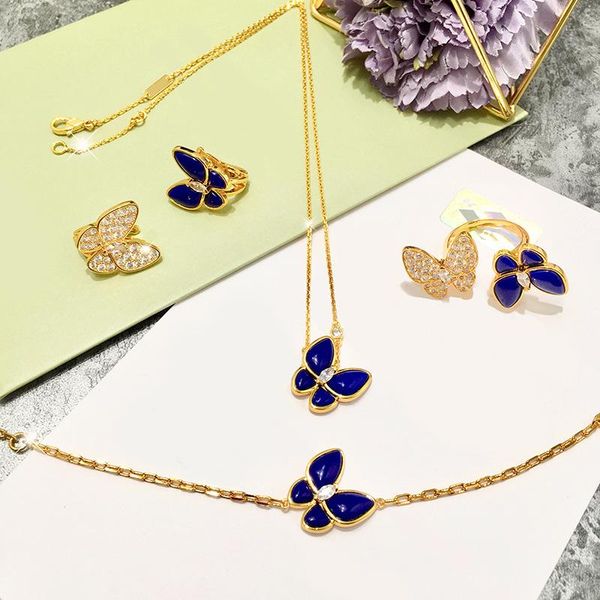 fashion lady jewelry sets brass lapis lazuli diamond between two butterfly 18k gold necklaces bracelets earrings rings sets, Black
fashion lady jewelry sets brass lapis lazuli diamond between two butterfly 18k gold necklaces bracelets earrings rings sets, Black