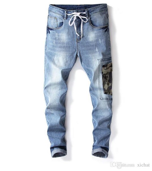 big size jeans men's straight leg side camouflage patch jeans denim pants white casual creases jeans size 28-38 8002-2, Blue
big size jeans men's straight leg side camouflage patch jeans denim pants white casual creases jeans size 28-38 8002-2, Blue
