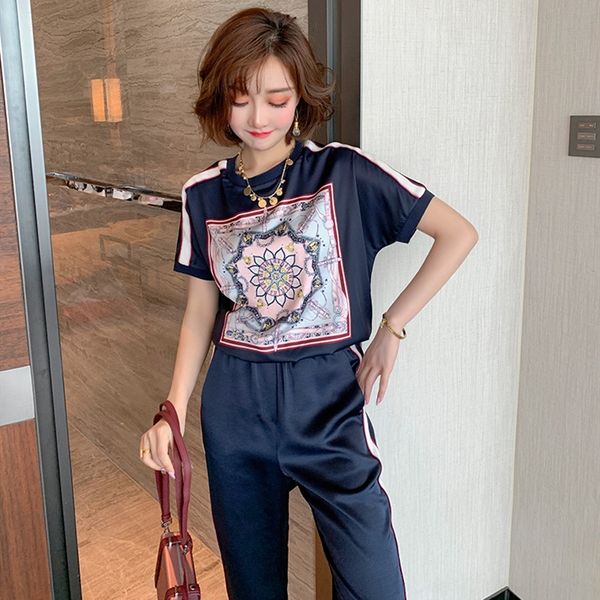 x1wbc miuco personalized printing contrast color crimping round neck t-shirt casual set pants suit + drawstring casual pants suit women', Gray
x1wbc miuco personalized printing contrast color crimping round neck t-shirt casual set pants suit + drawstring casual pants suit women', Gray