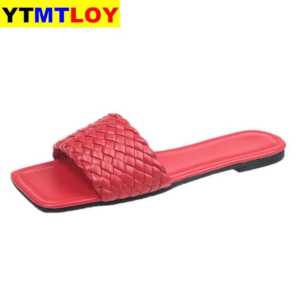 women's flat slippers plaited fashion square toe woman shoes lattice ladies slides casual comfort open toe size 35-43, Black
women's flat slippers plaited fashion square toe woman shoes lattice ladies slides casual comfort open toe size 35-43, Black