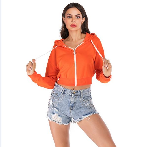 autumn and winter new solid color zipper long sleeve casual short hooded sweater women 2020 fashionable women's coat, Black;brown
autumn and winter new solid color zipper long sleeve casual short hooded sweater women 2020 fashionable women's coat, Black;brown