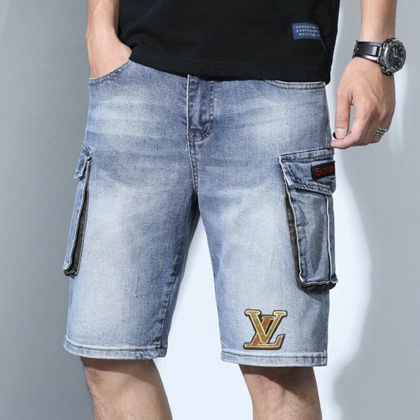new summer mens holes denim shorts big pocket embroidery fashion men denim slim straight pants trend mens designer denim shorts, Blue
new summer mens holes denim shorts big pocket embroidery fashion men denim slim straight pants trend mens designer denim shorts, Blue