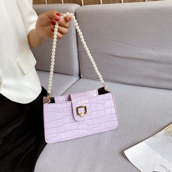 casual alligator pattern pu leather handbag women pearl chain underarm shoulder bags solid color female travel totes
casual alligator pattern pu leather handbag women pearl chain underarm shoulder bags solid color female travel totes
