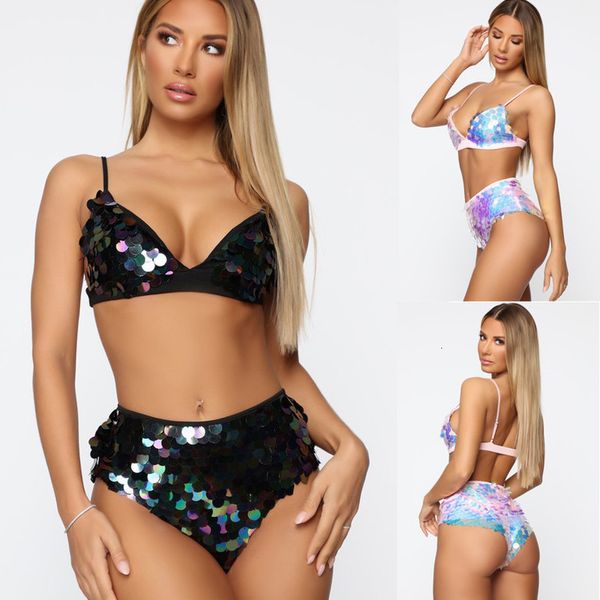 women bikini set padded bandage swimsuit sequin sling push up bathing suit swimwear beach party holiday swimsuit, White;black
women bikini set padded bandage swimsuit sequin sling push up bathing suit swimwear beach party holiday swimsuit, White;black