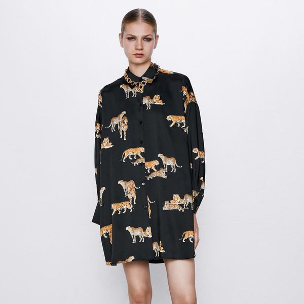 2019 fashion women shirt blouse animal leopard print black long-sleeve lapel autumn winter long loose oversize street new, White
2019 fashion women shirt blouse animal leopard print black long-sleeve lapel autumn winter long loose oversize street new, White