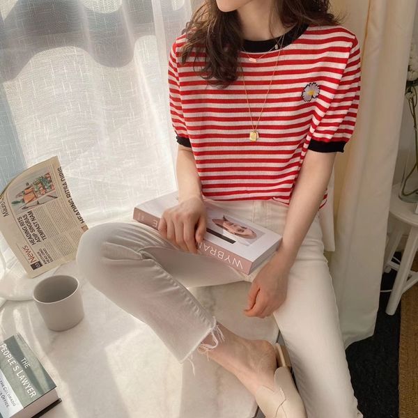 daisy топ весна короткий рукав 2020 новый европейский круглый шеи свободно полосатый шелк льда свитер свитер женский, White;black
daisy топ весна короткий рукав 2020 новый европейский круглый шеи свободно полосатый шелк льда свитер свитер женский, White;black
