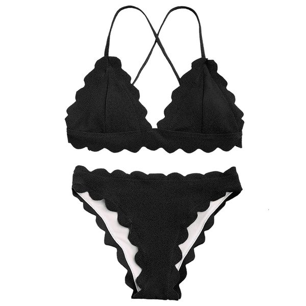 women swimsuit scalloped criss cross bikini set padded spaghetti straps womens swimwear solid beach swimming suit bikinis, White;black
women swimsuit scalloped criss cross bikini set padded spaghetti straps womens swimwear solid beach swimming suit bikinis, White;black