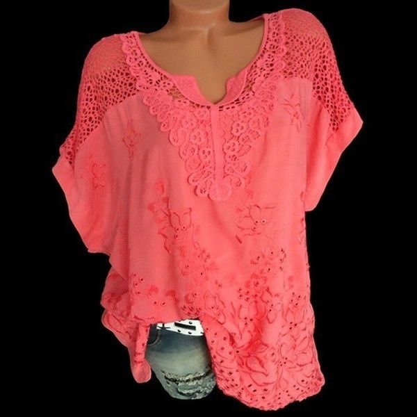 2020 summer new women short sleeve solid color shirt fashion openwork lace crochet shirt street casual 5 color shirt s 5xl, White
2020 summer new women short sleeve solid color shirt fashion openwork lace crochet shirt street casual 5 color shirt s 5xl, White