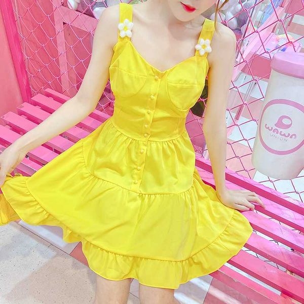 cute yellow sress sweet flower word shoulder strap dress female summer short section small waist slimming fairy temperament new, Black;gray
cute yellow sress sweet flower word shoulder strap dress female summer short section small waist slimming fairy temperament new, Black;gray
