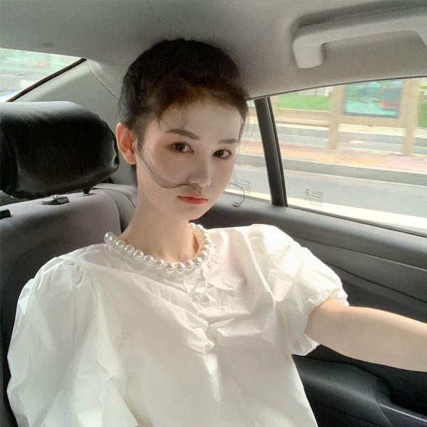 new 2020 sweet and pearl shirt gentle years elegant bubble sleeve pearl bubble sleeve shirt for women, White
new 2020 sweet and pearl shirt gentle years elegant bubble sleeve pearl bubble sleeve shirt for women, White