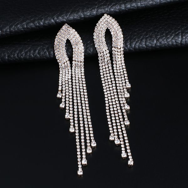 fashion women long streamlined tassel crystal earrings woman girl jewelry pendante femme, Silver
fashion women long streamlined tassel crystal earrings woman girl jewelry pendante femme, Silver