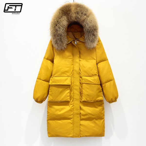 fitaylor winter jacket women large real raccoon fur collar white duck down long parkas coat female hooded pockets snow outwear, Black
fitaylor winter jacket women large real raccoon fur collar white duck down long parkas coat female hooded pockets snow outwear, Black