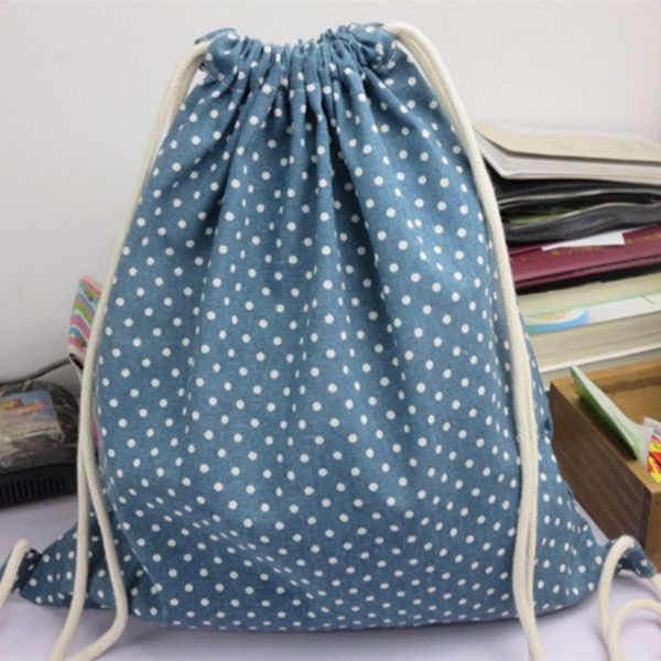 yile 1pc cotton linen drawstring travel backpack student book bag green blue w dots 1121-6
yile 1pc cotton linen drawstring travel backpack student book bag green blue w dots 1121-6