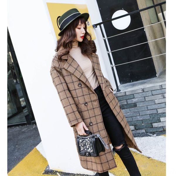 new en women's korean-style coat wool wool thickened mid-length plaid woolen coat double-breasted slim fit, Black
new en women's korean-style coat wool wool thickened mid-length plaid woolen coat double-breasted slim fit, Black