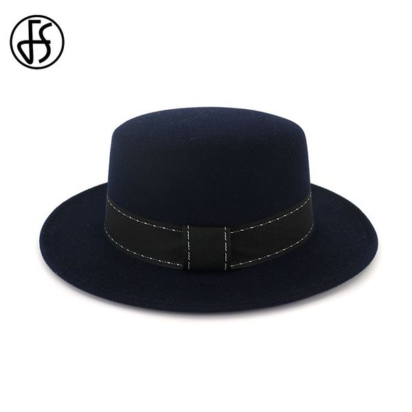 fs women wool flat fedora hat jazz boater bowler caps men felt wide brim gambler hat black ribbon band feminino gorra, Blue;gray
fs women wool flat fedora hat jazz boater bowler caps men felt wide brim gambler hat black ribbon band feminino gorra, Blue;gray