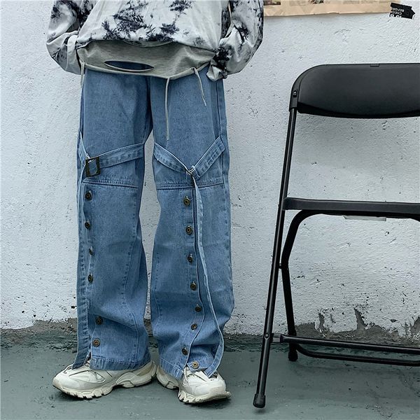 #1524 vintage wide leg jeans buttons loose hip hop jeans long korean style high waist boyfriend for women, Blue
#1524 vintage wide leg jeans buttons loose hip hop jeans long korean style high waist boyfriend for women, Blue