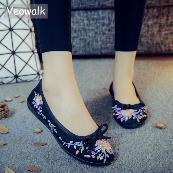 veowalk bowknot women's handmade embroidered canvas ballet flats soft rubber bottom elegant ladies casual slip on retro shoes, Black
veowalk bowknot women's handmade embroidered canvas ballet flats soft rubber bottom elegant ladies casual slip on retro shoes, Black