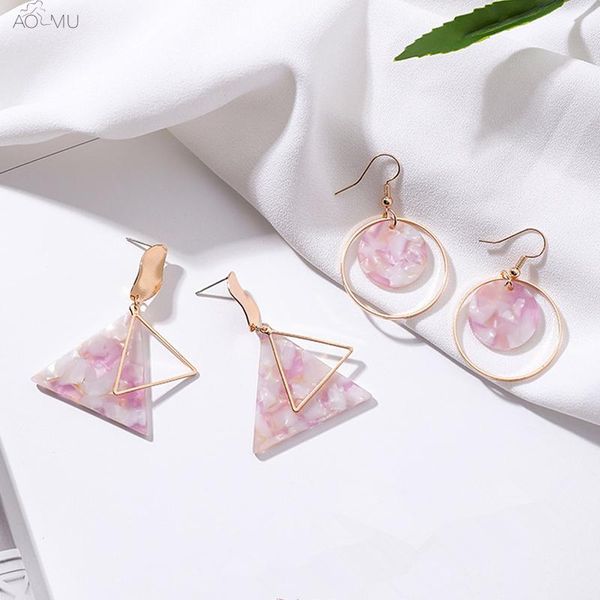 aomu 925 sterling silver pin мода геометрическая акриловые металл двойной треугольник круглый падение серьги для женщин pink party brincos
aomu 925 sterling silver pin мода геометрическая акриловые металл двойной треугольник круглый падение серьги для женщин pink party brincos