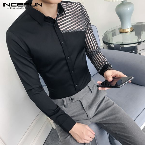 incerun new fashion shirt men long sleeve high street 2020 patchwork brand chic lapel business dress shirts men party camisas, White;black
incerun new fashion shirt men long sleeve high street 2020 patchwork brand chic lapel business dress shirts men party camisas, White;black