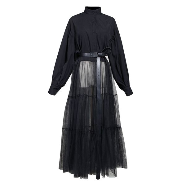 women black hem mesh split big size blouse new stand collar long sleeve loose fit shirt fashion spring autumn 2020, Black;gray
women black hem mesh split big size blouse new stand collar long sleeve loose fit shirt fashion spring autumn 2020, Black;gray