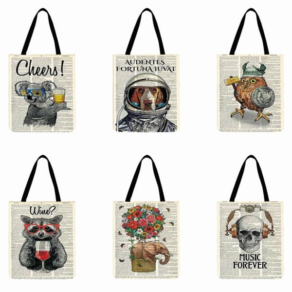 retro old newspaper animal printed tote bag linen fabric bag foldable shopping outdoor beach totes daily hand
retro old newspaper animal printed tote bag linen fabric bag foldable shopping outdoor beach totes daily hand