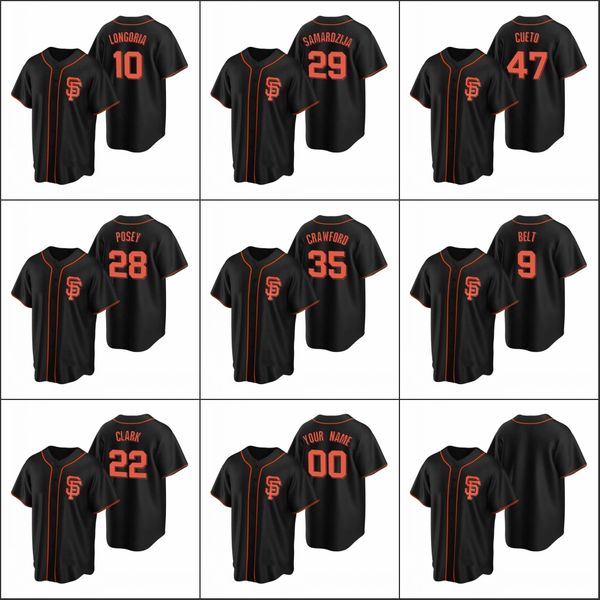 san francisco giants #28 buster posey 22 will clark 10 evan longoria men women youth custom black replica alternate jersey
san francisco giants #28 buster posey 22 will clark 10 evan longoria men women youth custom black replica alternate jersey
