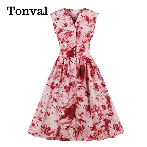 tonval single breasted high waist vintage tie dye dress women sleeveless pleated elegant summer ladies dresses plus size, Black;gray
tonval single breasted high waist vintage tie dye dress women sleeveless pleated elegant summer ladies dresses plus size, Black;gray