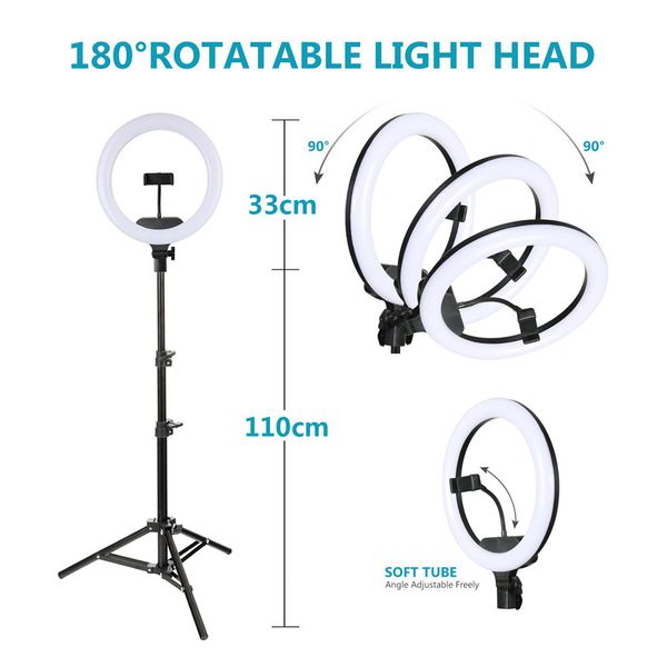 13inch 30cm selfie led ring light with phone/camera holder 1.6m tripod pgraphy lighting for yutube video live stream
13inch 30cm selfie led ring light with phone/camera holder 1.6m tripod pgraphy lighting for yutube video live stream