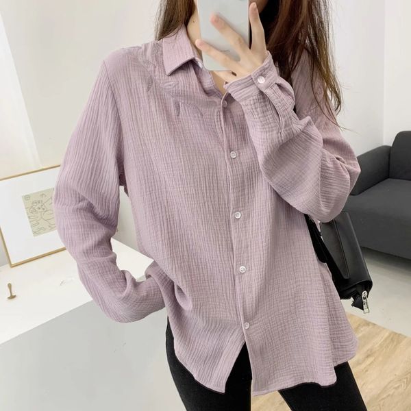 women's blouses & shirts women autumn blouse fashion preppy style turn-down collar solid color leaves embroidery cotton yarn loose chic, White
women's blouses & shirts women autumn blouse fashion preppy style turn-down collar solid color leaves embroidery cotton yarn loose chic, White