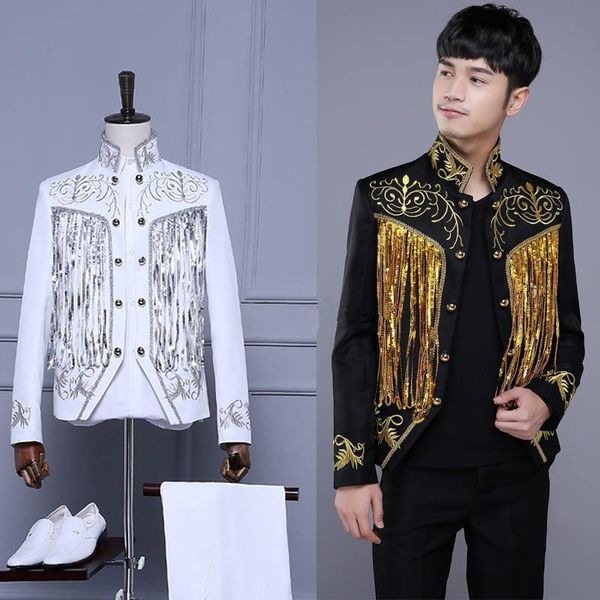 tassels sequins wedding dress silm male jacket blazer singer dancer show ds male costumes coat dj jazz nightclub performance, Black;brown
tassels sequins wedding dress silm male jacket blazer singer dancer show ds male costumes coat dj jazz nightclub performance, Black;brown