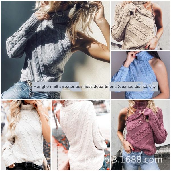2020 new fashion off-shoulder single sleeve high collar twist for women 6 color sweater sweater 4 size, White;black
2020 new fashion off-shoulder single sleeve high collar twist for women 6 color sweater sweater 4 size, White;black