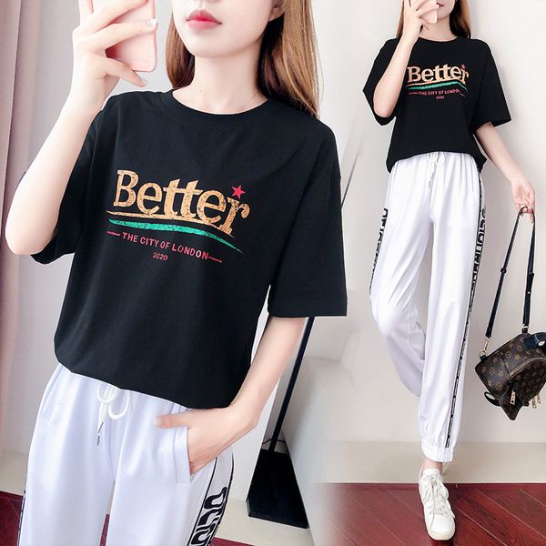 in the summer of 2020, new womenswear sportswear sold well with loose and casual korean two-piece monogrammed prints, White
in the summer of 2020, new womenswear sportswear sold well with loose and casual korean two-piece monogrammed prints, White