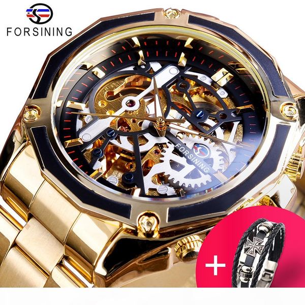 forsining watch + bracelet set combination steampunk gear transparent automatic gold stainless steel skeleton luxury men watches, Slivery;brown
forsining watch + bracelet set combination steampunk gear transparent automatic gold stainless steel skeleton luxury men watches, Slivery;brown