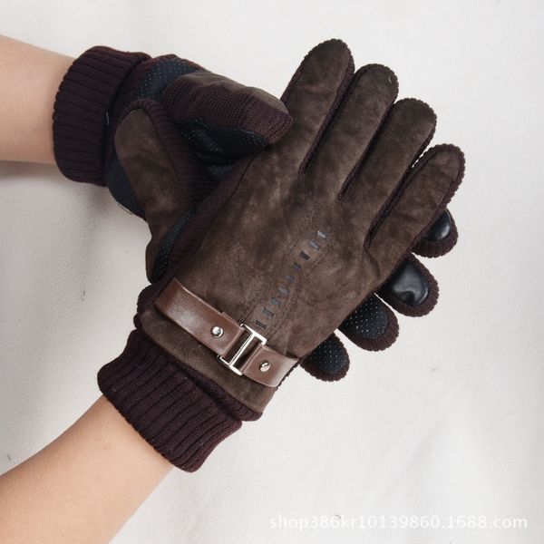 pigskin winter men's velvet thickened outdoor riding windproof non-slip warm and warm gloves genuine leather gloves, Black 
pigskin winter men's velvet thickened outdoor riding windproof non-slip warm and warm gloves genuine leather gloves, Black