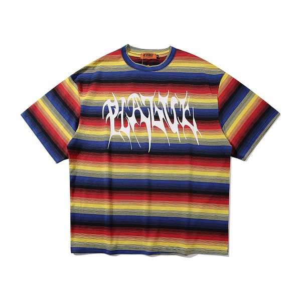 rainbow striped color block summer tshirt 100% cotton oversized streetwear tshirt short sleeve loose men and women, White;black
rainbow striped color block summer tshirt 100% cotton oversized streetwear tshirt short sleeve loose men and women, White;black