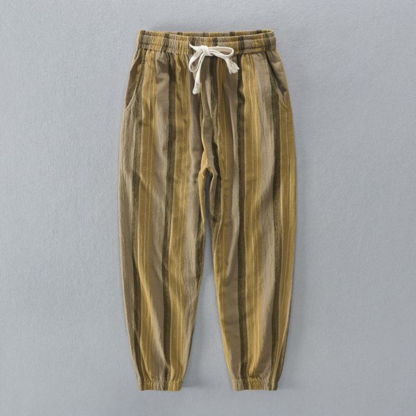 2020 men casual cotton stripes long pants thin loose pencil pants male fashion middle waist yellow grey cozy trousers autumn, Black
2020 men casual cotton stripes long pants thin loose pencil pants male fashion middle waist yellow grey cozy trousers autumn, Black