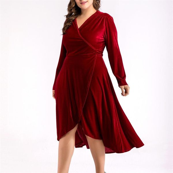 women autumn asymmetry cut velvet dress mid-calf v-neck long sleeve women dresses solid plus size dress slim sashes 4xl, Black;gray
women autumn asymmetry cut velvet dress mid-calf v-neck long sleeve women dresses solid plus size dress slim sashes 4xl, Black;gray