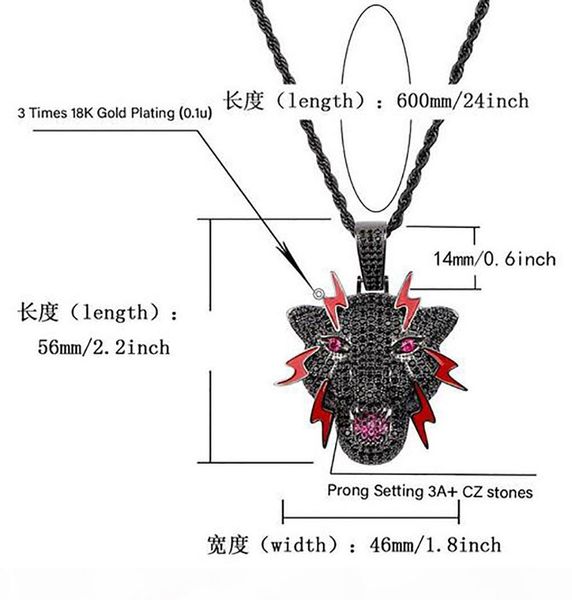 e 14k gold plated black panther leopard pendant necklace mens micro pave cubic zirconia simulated diamonds with 24inch rope chain, Silver
e 14k gold plated black panther leopard pendant necklace mens micro pave cubic zirconia simulated diamonds with 24inch rope chain, Silver