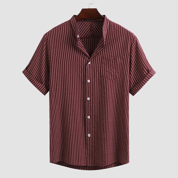 men's casual shirts men striped short sleeve stand collar blusas cotton breathable buttons camisa summer harajuku blouse incerun 5xl7, White;black
men's casual shirts men striped short sleeve stand collar blusas cotton breathable buttons camisa summer harajuku blouse incerun 5xl7, White;black